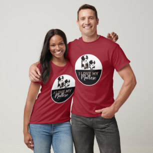 Schwarzer und weißer maltesischer Welpenhund T-Shirt