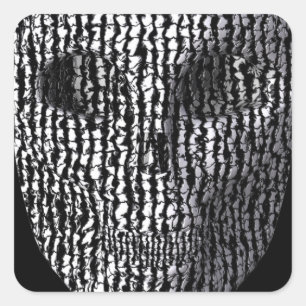 Schwarzer und weißer Marmorskull Quadratischer Aufkleber