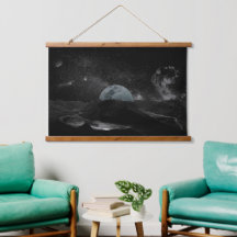 Schwarzer und weißer Mond Night Sky Galaxy Pos