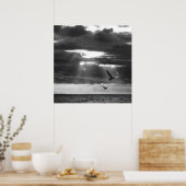 Schwarzer und Weißer Ozean Poster (Küche)