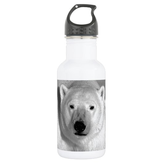 Schwarzer und weißer Polar Edelstahlflasche (Vorderseite)