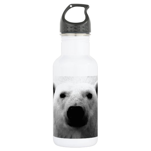 Schwarzer und weißer Polar Edelstahlflasche (Vorderseite)