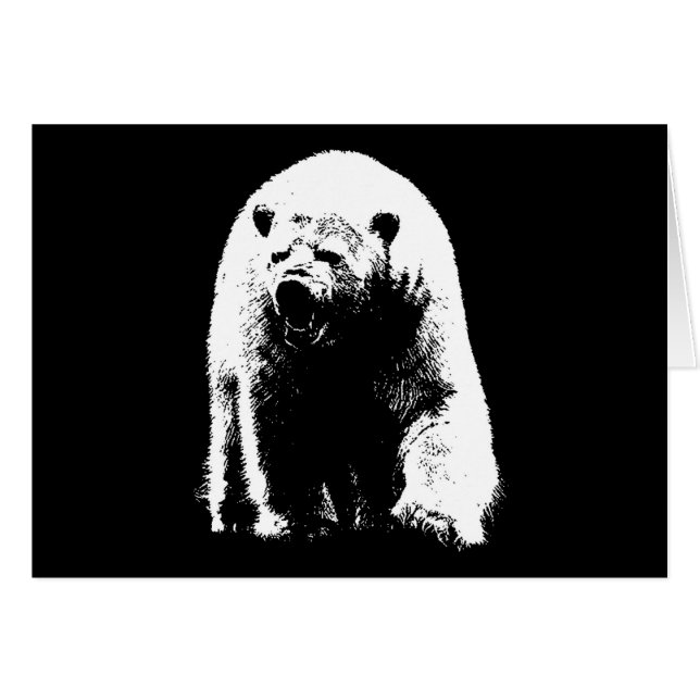 Schwarzer und weißer Pop Art Polar Bär (Vorderseite (Horizontal))