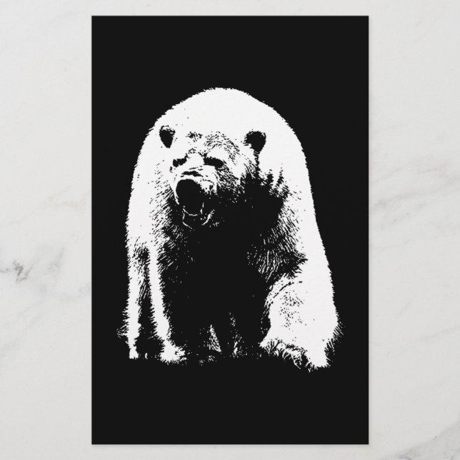 Schwarzer und weißer Pop Art Polar Bär (Vorderseite)