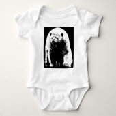 Schwarzer und weißer Pop Art Polar Bär Baby Strampler (Vorderseite)