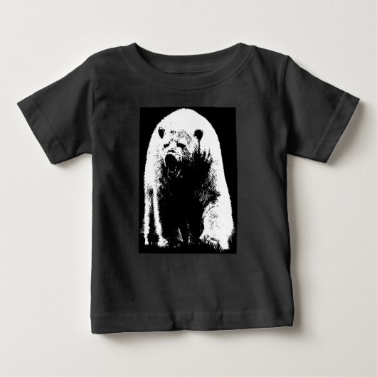Schwarzer und weißer Pop Art Polar Bär Baby T-shirt (Vorderseite)