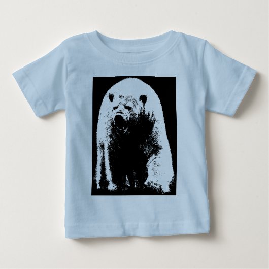 Schwarzer und weißer Pop Art Polar Bär Baby T-shirt (Vorderseite)