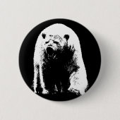 Schwarzer und weißer Pop Art Polar Bär Button (Vorderseite)