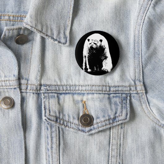 Schwarzer und weißer Pop Art Polar Bär Button (Beispiel)