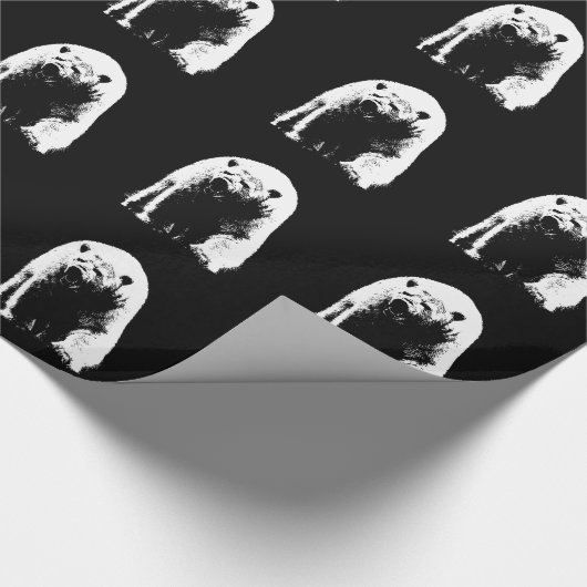 Schwarzer und weißer Pop Art Polar Bär Geschenkpapier (Ecke)