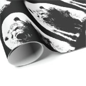 Schwarzer und weißer Pop Art Polar Bär Geschenkpapier (Rolleneckpunkt)