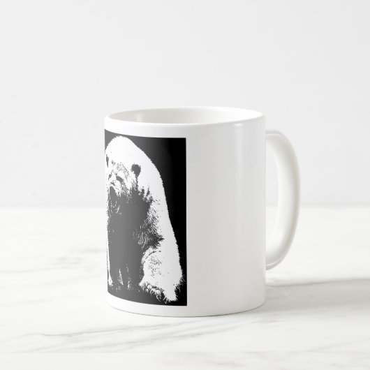 Schwarzer und weißer Pop Art Polar Bär Kaffeetasse (VorderseiteRechts)