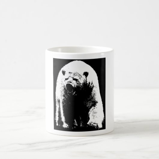 Schwarzer und weißer Pop Art Polar Bär Kaffeetasse (Mittel)