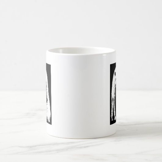 Schwarzer und weißer Pop Art Polar Bär Kaffeetasse (Mittel)