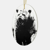 Schwarzer und weißer Pop Art Polar Bär Keramik Ornament (Links)