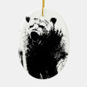 Schwarzer und weißer Pop Art Polar Bär Keramik Ornament (Vorne)