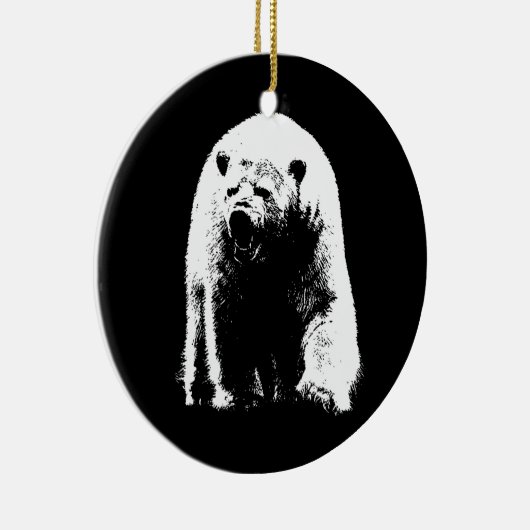 Schwarzer und weißer Pop Art Polar Bär Keramik Ornament (Rechts)