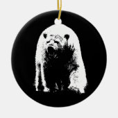 Schwarzer und weißer Pop Art Polar Bär Keramik Ornament (Vorne)