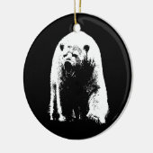 Schwarzer und weißer Pop Art Polar Bär Keramik Ornament (Links)