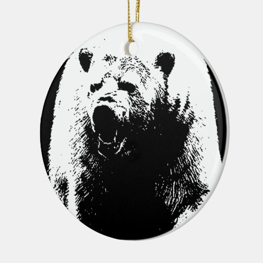 Schwarzer und weißer Pop Art Polar Bär Keramik Ornament (Links)