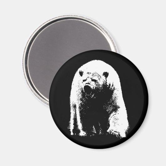 Schwarzer und weißer Pop Art Polar Bär Magnet (Vorderseite/Rückseite)