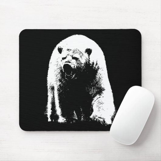 Schwarzer und weißer Pop Art Polar Bär Mousepad (Mit Mouse)