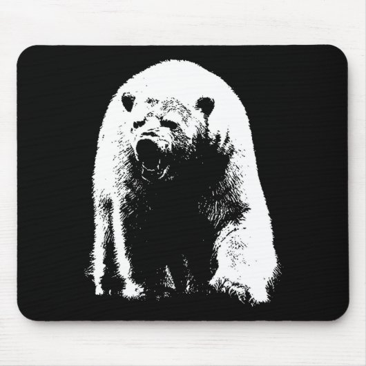 Schwarzer und weißer Pop Art Polar Bär Mousepad (Vorne)
