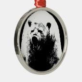 Schwarzer und weißer Pop Art Polar Bär Ornament Aus Metall (Rechts)