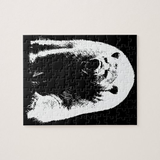 Schwarzer und weißer Pop Art Polar Bär Puzzle (Horizontal)