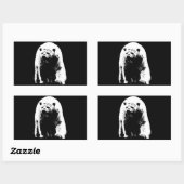 Schwarzer und weißer Pop Art Polar Bär Rechteckiger Aufkleber (Blatt)