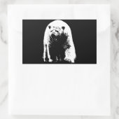 Schwarzer und weißer Pop Art Polar Bär Rechteckiger Aufkleber (Tasche)