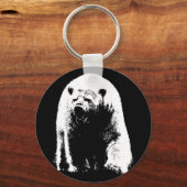 Schwarzer und weißer Pop Art Polar Bär Schlüsselanhänger (Vorderseite)