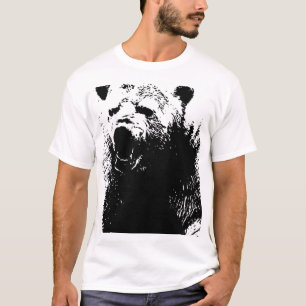 Schwarzer und weißer Pop Art Polar Bär T-Shirt