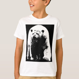Schwarzer und weißer Pop Art Polar Bär T-Shirt