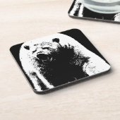 Schwarzer und weißer Pop Art Polar Bär Untersetzer (Linke Seite)