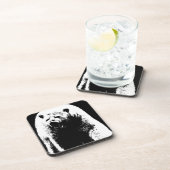 Schwarzer und weißer Pop Art Polar Bär Untersetzer (Rechte Seite)