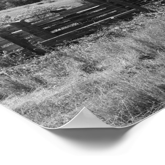 Schwarzer und weißer Rustikaler Stall Poster (Ecke)