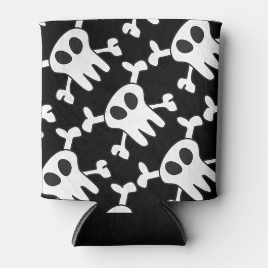 Schwarzer und weißer Schädel Dosenkühler (Vorderseite)