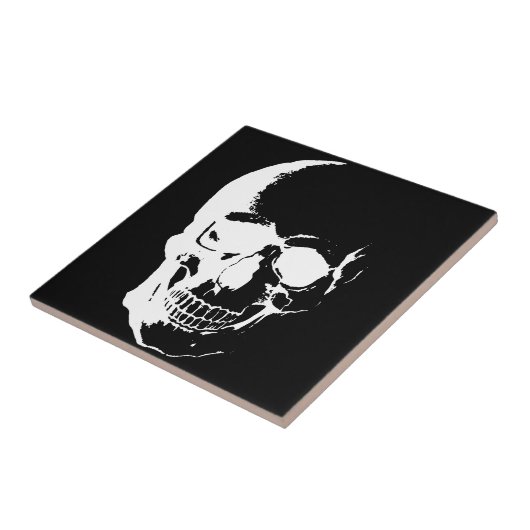 Schwarzer und weißer Schädel Fliese (Seite)