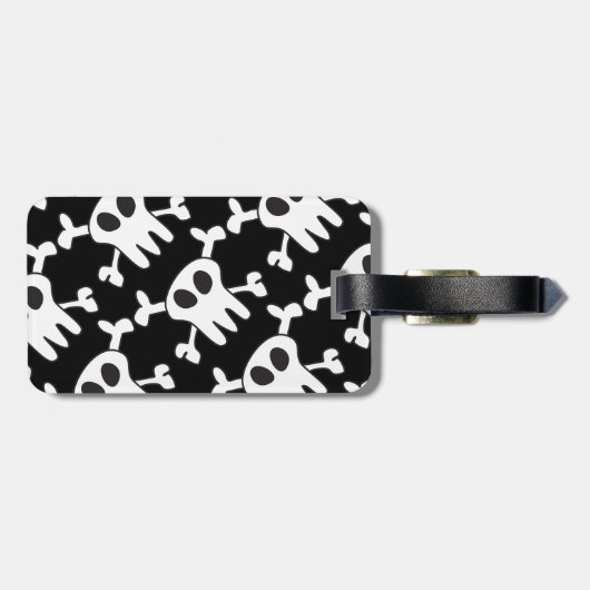 Schwarzer und weißer Schädel Gepäckanhänger (Rückseite horizontal)