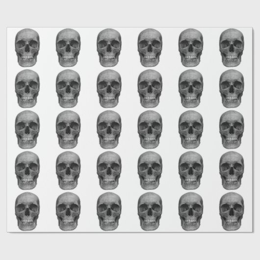 Schwarzer und weißer Schädel Geschenkpapier (Flach)