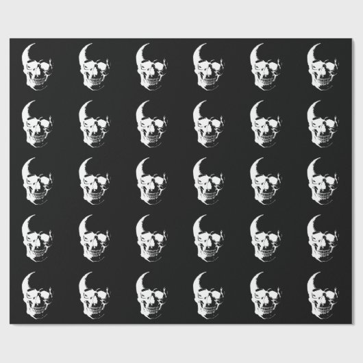 Schwarzer und weißer Schädel Geschenkpapier (Flach)