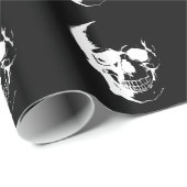 Schwarzer und weißer Schädel Geschenkpapier (Rolleneckpunkt)