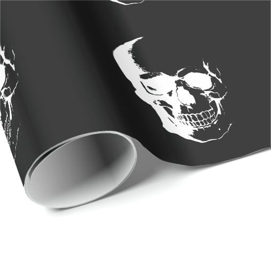 Schwarzer und weißer Schädel Geschenkpapier (Rolleneckpunkt)