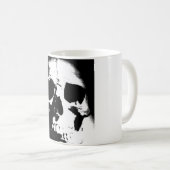 Schwarzer und weißer Schädel Kaffeetasse (VorderseiteRechts)