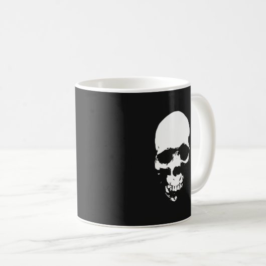 Schwarzer und weißer Schädel Kaffeetasse (VorderseiteRechts)