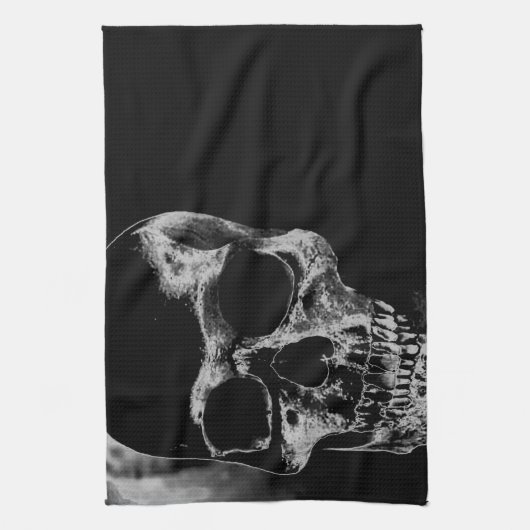 Schwarzer und weißer Schädel Küchentuch (Vertikal)