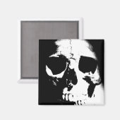 Schwarzer und weißer Schädel Magnet (Vorderseite/Rückseite)