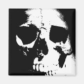 Schwarzer und weißer Schädel Magnet (Vorne)