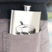 Schwarzer und weißer Schädel mit Tamping-Eisen-Vec Flachmann (Beispiel)